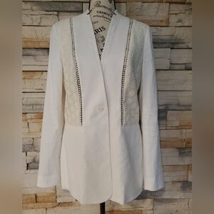 NWT Elie Tahari Linen Blend Elegant White BONNIE Laced Women's Jacket Size 4